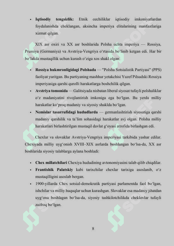 XX asr boshlarida Sharqiy Yevropa davlatlari 8