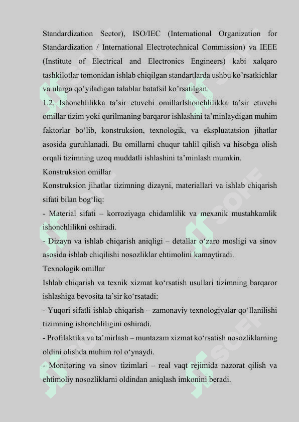 MA’LUMOTLAR UZATISH TARMOQLARINING ISHONCHLILIK KO’RSATKICHLARIGA TALABLAR VA ULARNI OSHIRISH USULLARI 5