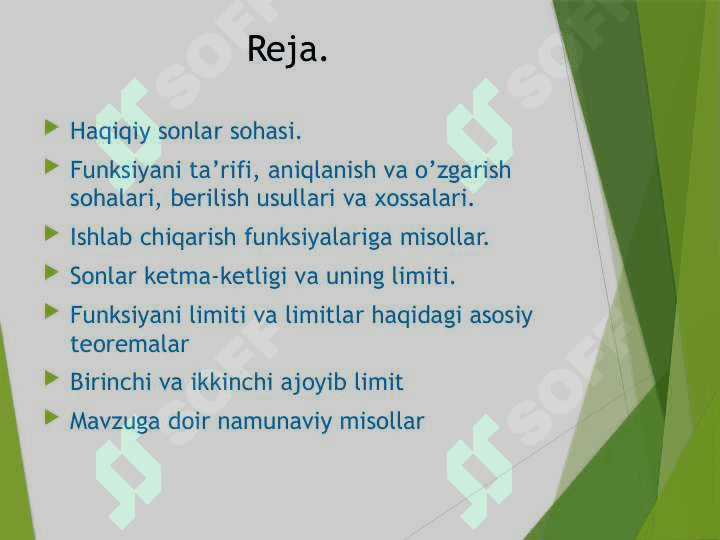 FUNKSIYA VA UNING LIMITI 2