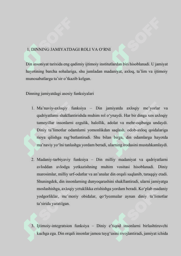 OʻZBEKISTON RESPUBLIKASIDA DIN VA DINIY TASHKILOTLAR TOʻGʻRISIDA 5