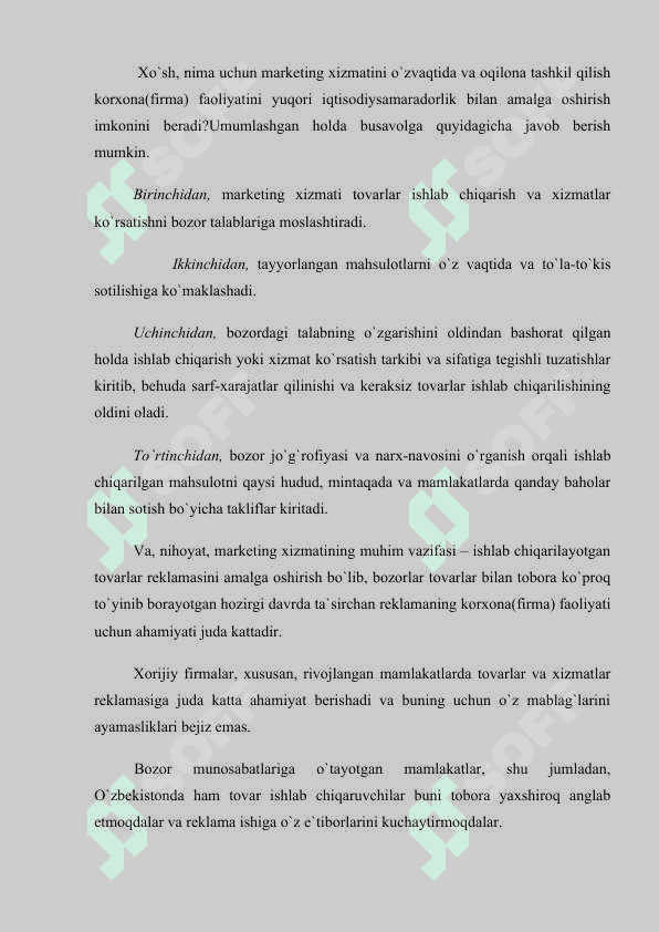 MARKETING UNING VAZIFALARI VA TURLARI 8