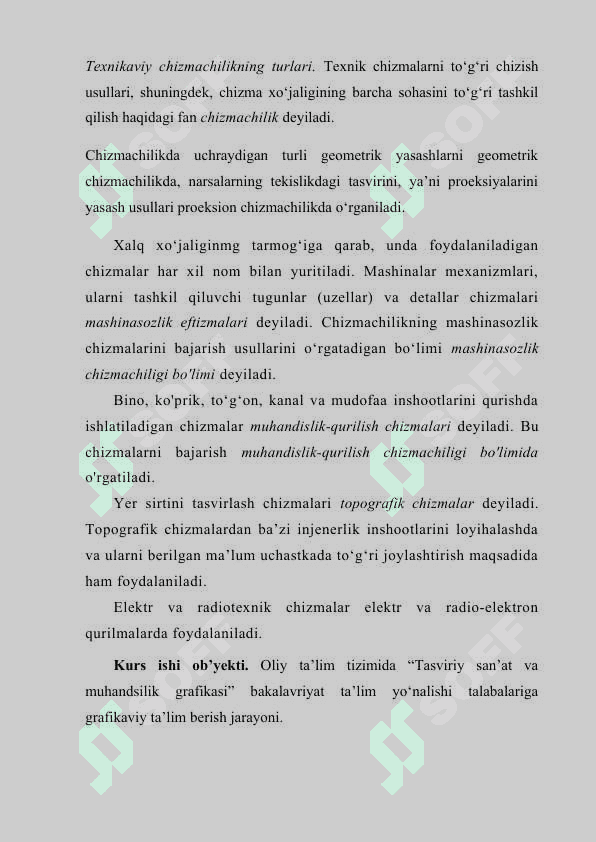 MASHINASОZLIK CHIZMALARINI O`QISH VA BAJARISH 8