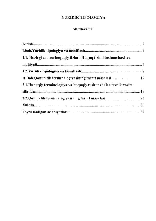 YURIDIK TIPOLOGIYA