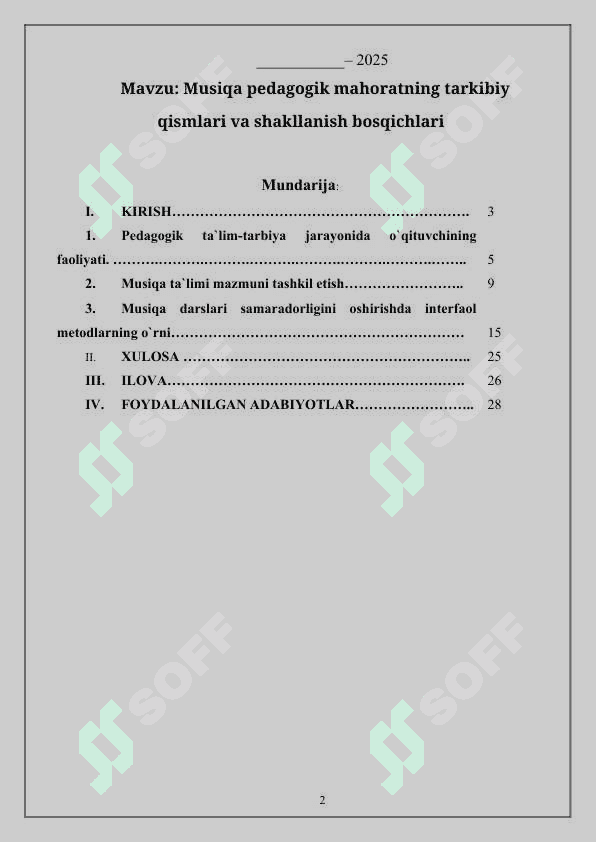 Musiqa pedagogik mahoratning tarkibiy qismlari va shakllanish bosqichlari 2
