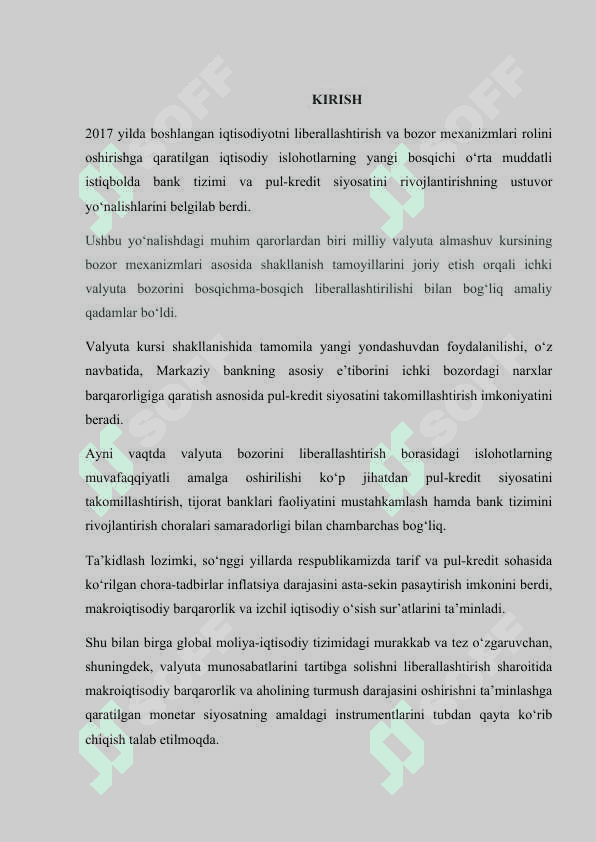 O'ZBEKISTON RESPUBLIKASI PUL KRIDIT SIYOSATI VA UNING TAHLILI 3