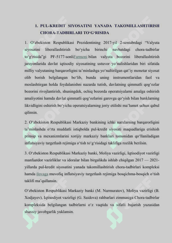 O'ZBEKISTON RESPUBLIKASI PUL KRIDIT SIYOSATI VA UNING TAHLILI 4