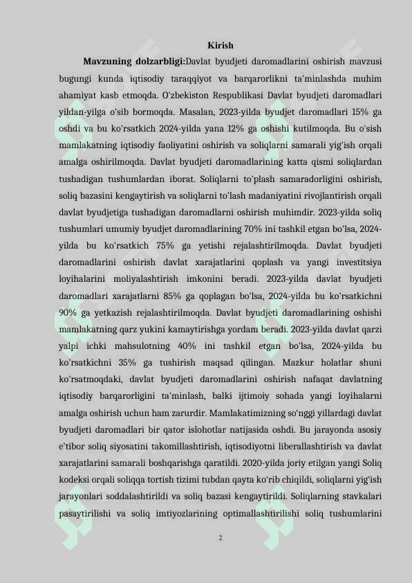 O’zbekiston Respublikasida byudjet tuzilishi va byudjet tizimi 2