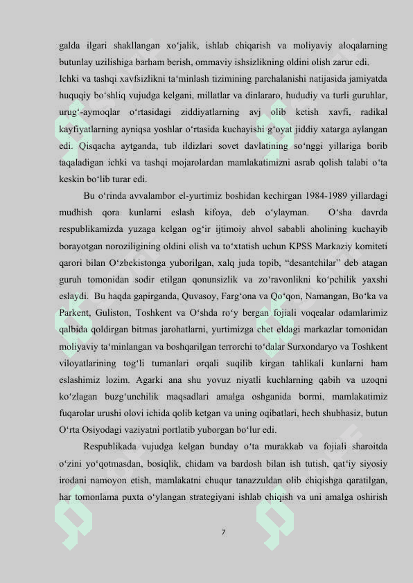Oʻzbekistonning oʻziga xos istiqlol va taraqqiyot yoʻli 7