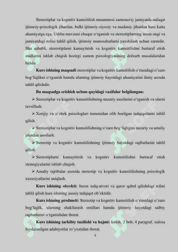 STEREOTIPLAR VA KOGNITIV KAMSITISH 5