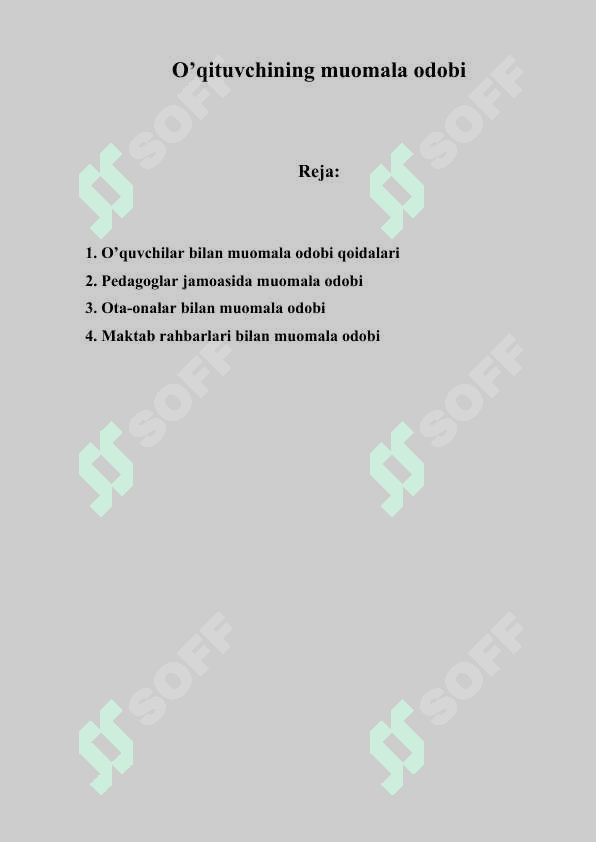 O’qituvchining muomala odobi 2