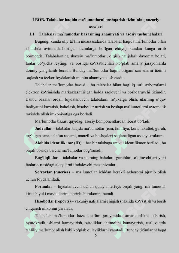 TALABALAR HAQIDA MA’LUMOT BERUVCHI DASTUR 5