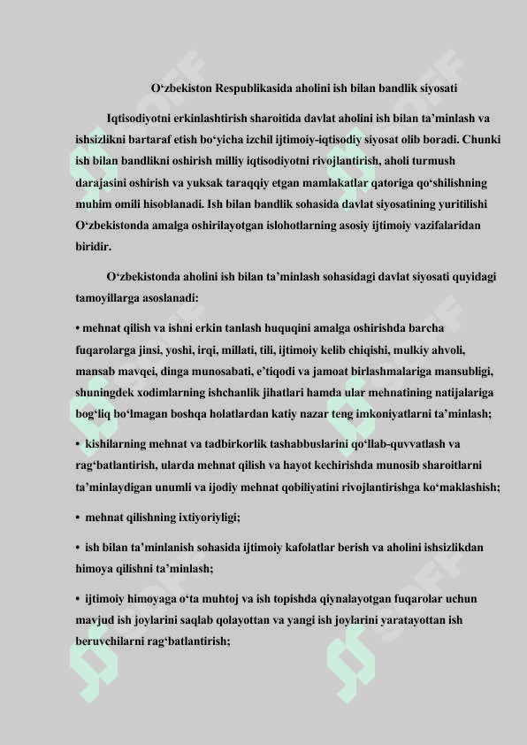 O’zbekistonda ishsizlikni kelib chiqish sabablari va uni bartaraf etish yo’llari 2