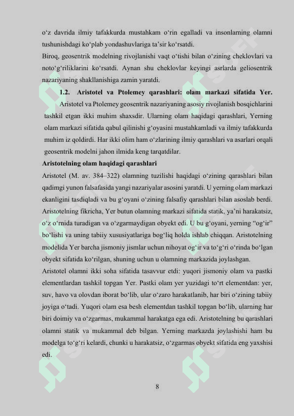 OLAM TUZULISHINING GEOSENTRIK VA GELOSENTRIK. 8