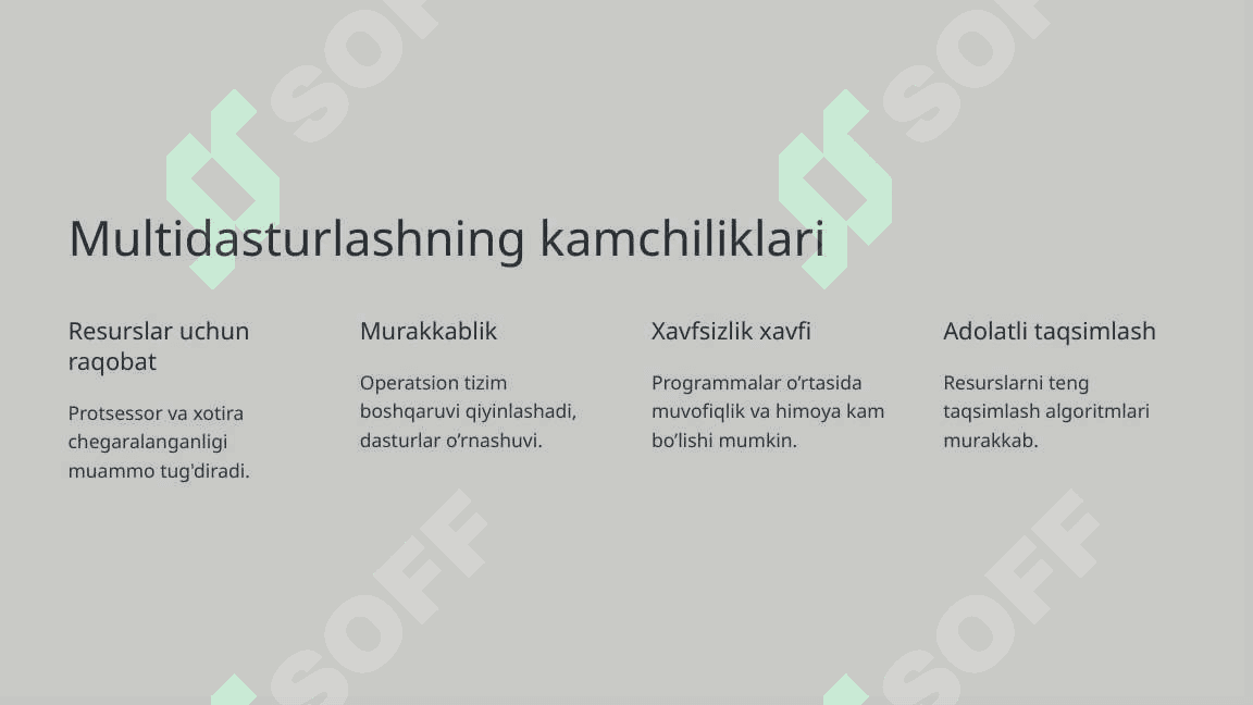 Multidasturlash va Multiprotsessorlash 4