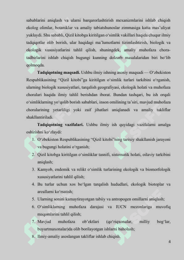 O‘zbekiston Respublikasi “Qizil kitobi”ga kiritilgan o‘simlik vakillari 4