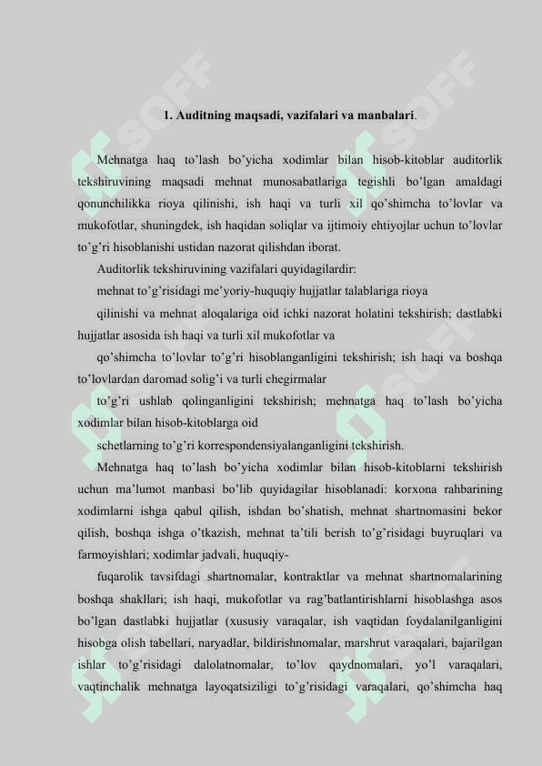 PERSONAL AUDITINI O`TKAZISHDA  ISH JOYLARINI TASHKIL ETISH VA ISHLARNI TAQSIMLASH SAMARADORLIGINI TAHLIL QILISH 3