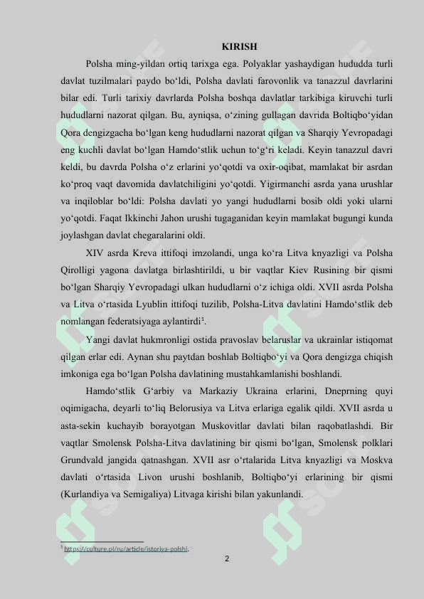 kurs ishi Polsha XVII-XIX asrlarda 2