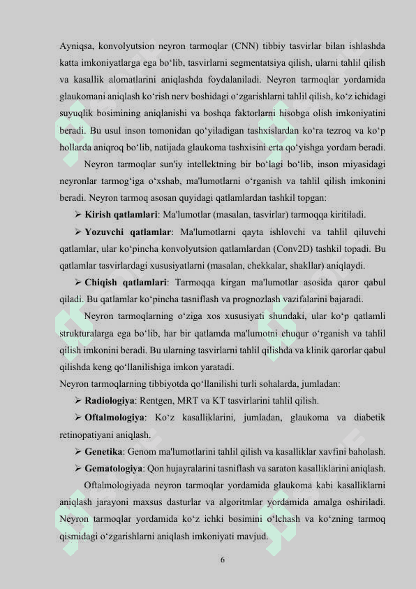 Ko‘z kasalliklarini neyron tarmoqlar orqali aniqlash algoritmlarining samaradorligi 6