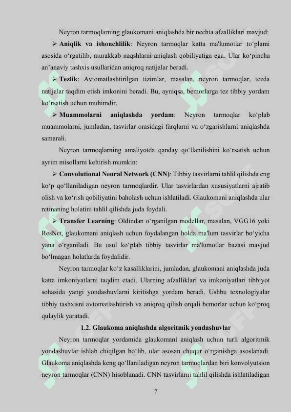 Ko‘z kasalliklarini neyron tarmoqlar orqali aniqlash algoritmlarining samaradorligi 7
