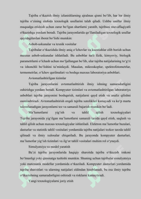 Tajribalar o‘tkazishning ilmiy va amaliy ahamiyati 4