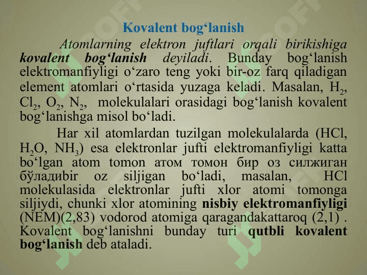 KIMYOVIY BOG‘LANISH VA  UNING TURLARI 5