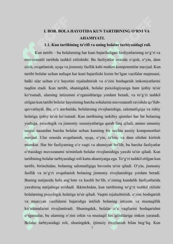 BOLA HAYOTIDA KUN TARTIBI VA UNING  AHAMIYATI 7