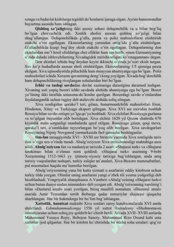 XVI - XVII ASRLARDA XIVA XONLIGI 4