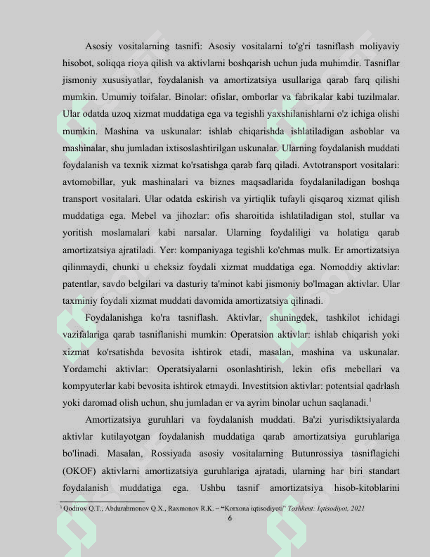 Asosiy vositalar bilan taʼminlanganlik va qurollanganlik darajasi 6