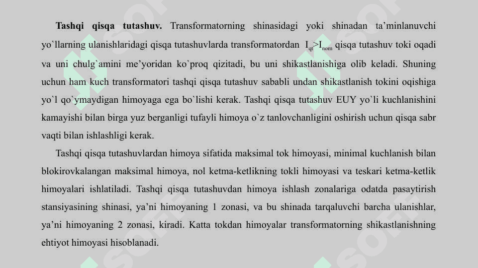 O‘zgaruvchan tok transformatorlari va avtotransformatorlarini himoyalash 3