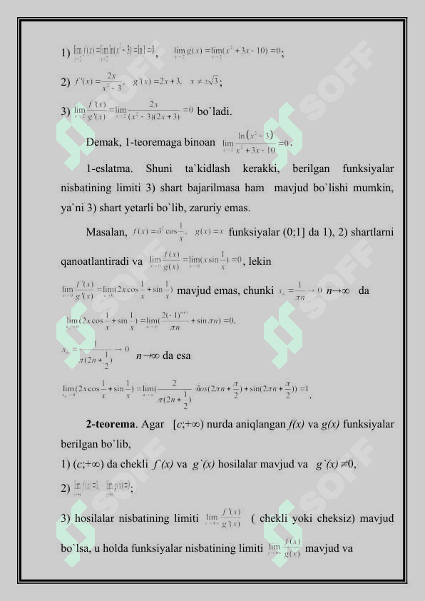 Teylor formulasi. Lopital qoida 5