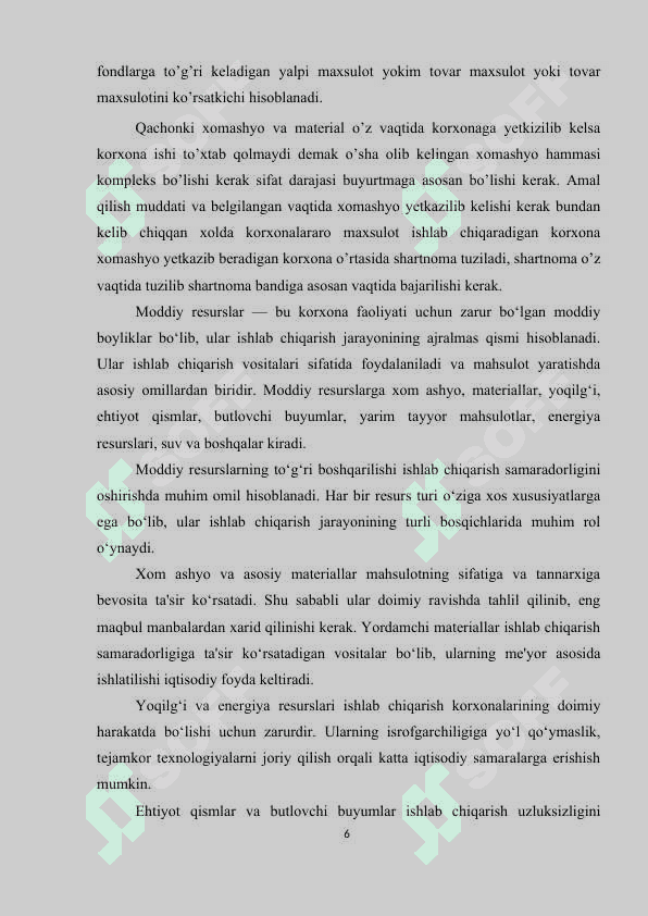 Moddiy resurslardan samarali foydalanish 6