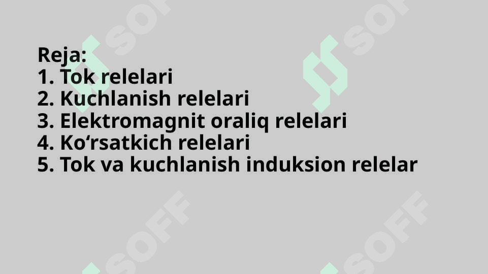 Bir va ikkita kattalikka ta’sir ‘tuvchi relelar 2