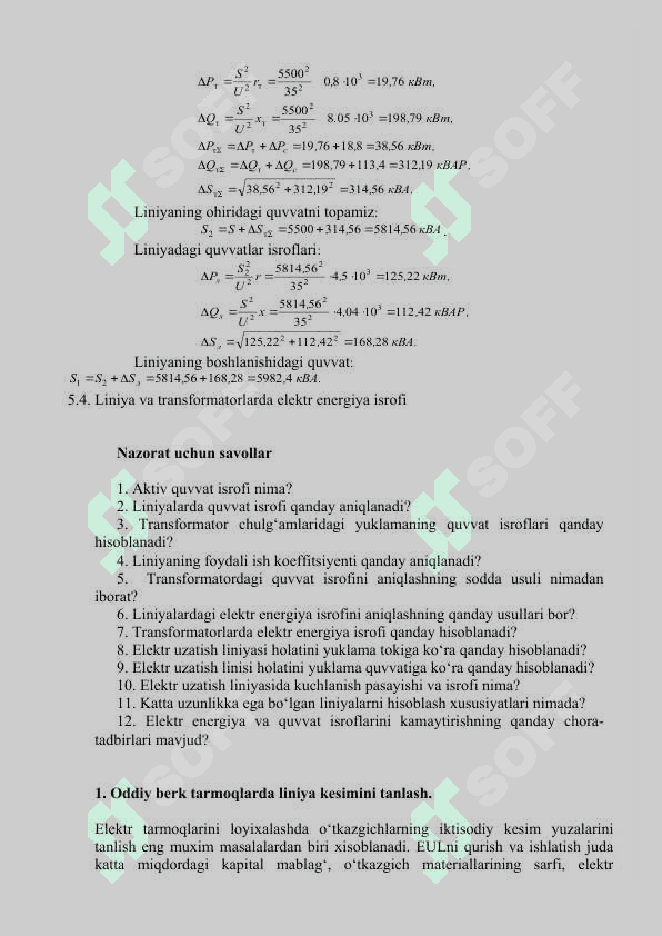 Elektr tarmog‘i ish holatining tahlili 7