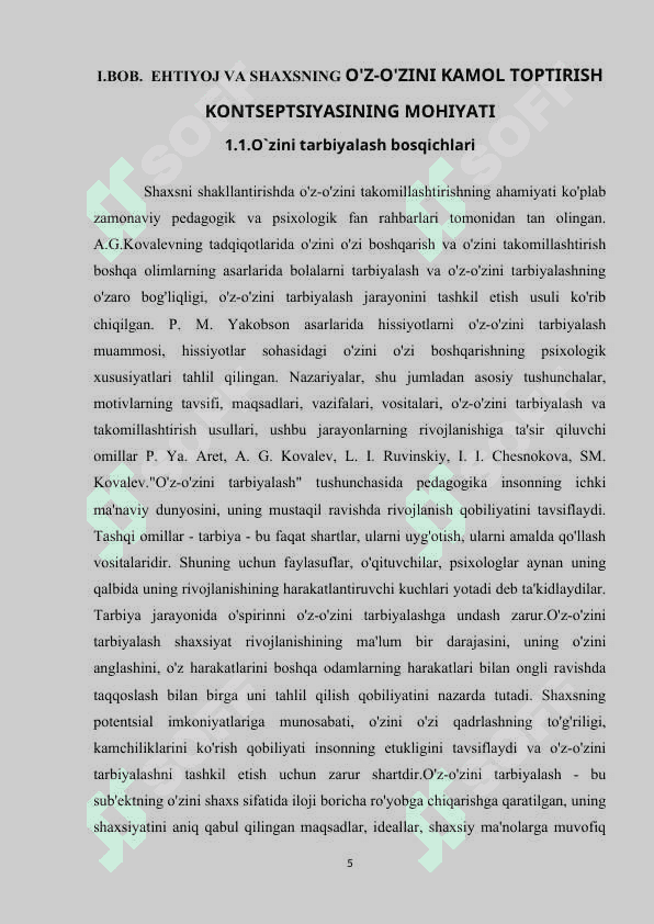EHTIYOJ VA SHAXSNING O‘ZINI O‘ZI KAMOL TOP 5