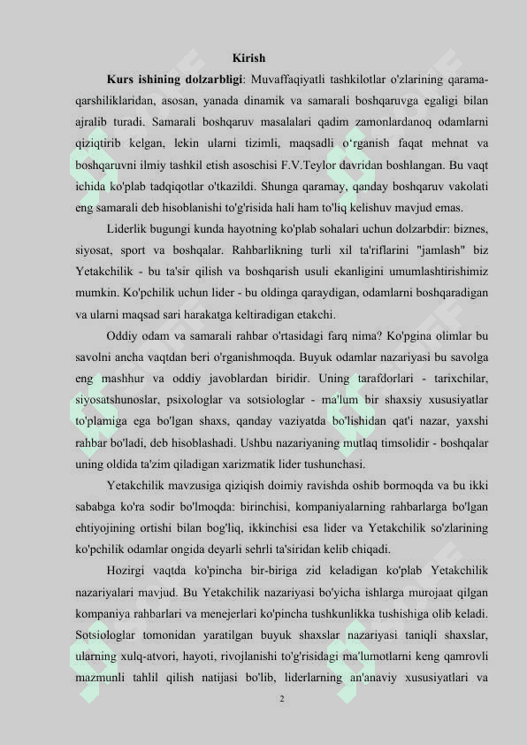 Yetakchilik shaxsini oʻrganuvchi nazariyalar 2