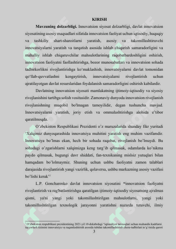 O‘ZBEKISTONDA INNOVATSION SIYOSATNI AMALGA OSHIRISH USULLARI VA YO‘NALISHLARI 3
