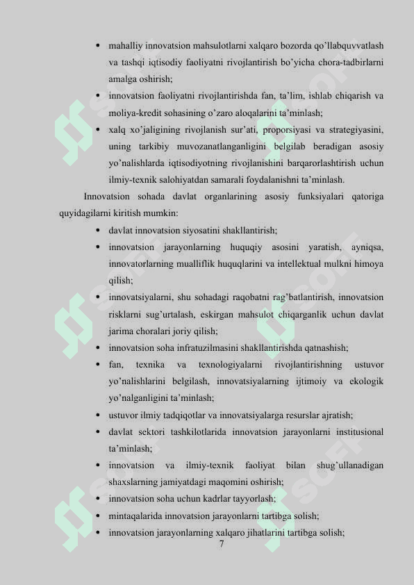 O‘ZBEKISTONDA INNOVATSION SIYOSATNI AMALGA OSHIRISH USULLARI VA YO‘NALISHLARI 7
