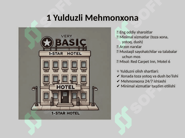 Turizmda Mehmonxona Yulduzlari . Mehmonxonalarni baholash tizimi, xizmatlar va talablar 2