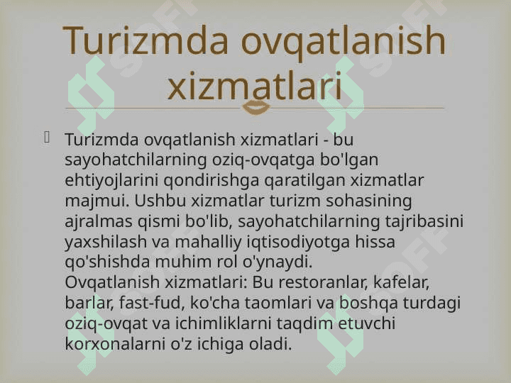 Turizmda ovqatlanish xizmatlari 2