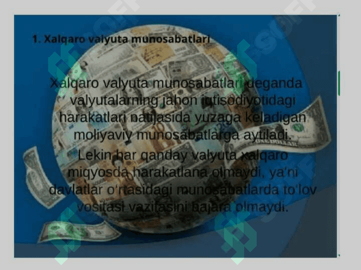 Pulning xalqaro munosabatlardagi harakati 3