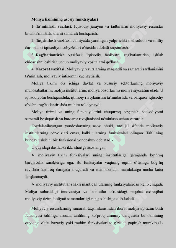MOLIYA TIZIMI VA FUNKSIYALARI 2
