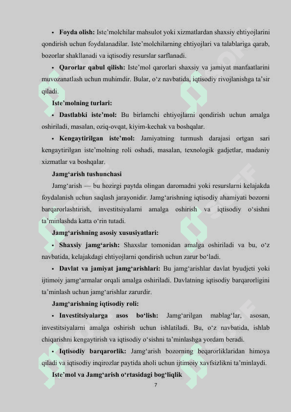 ISTE’MOL VA JAMG‘ARISH FUNKSIYALARI 7