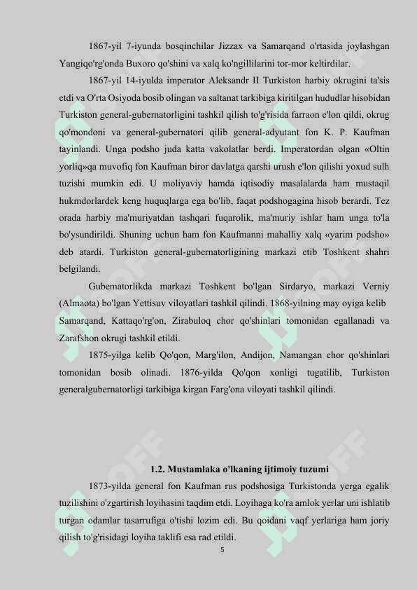 CHOR ROSSIYASINING O’ZBEK XONLIKLARI BILAN O’ZARO MUNOSABATLARI 5
