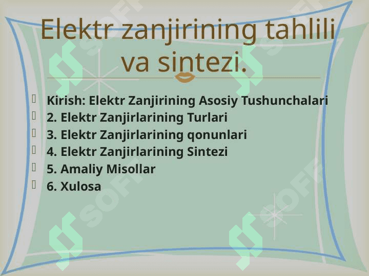 Elektr zanjiri tahlili va sintezi 2