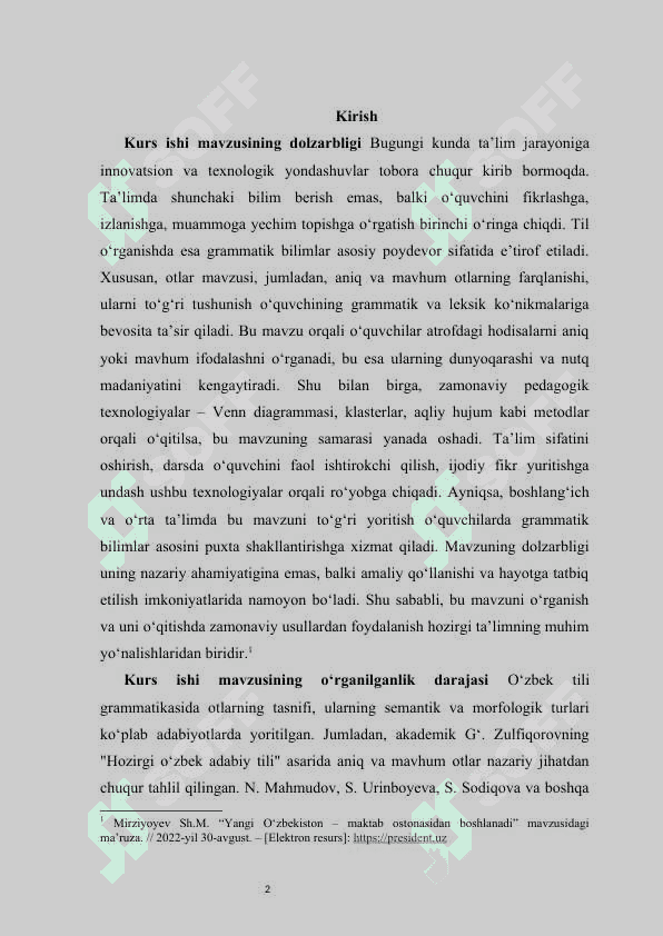Aniq va mavhum otlar mavzusini oʻqitishda zamonaviy pedagogik texnologiyalardan foydalanish   kurs ishi 2