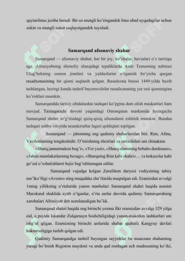 O’zbekiston me’morchiligida Samarqand tarixiy obidalari 5