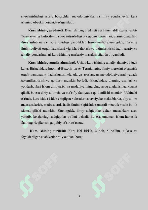 IMOM-AL BUXORIY VA AT -TERMIZIYNING XADIS ILMINI RIVOJLANTIRISHDAGI XIZMATLARI 5