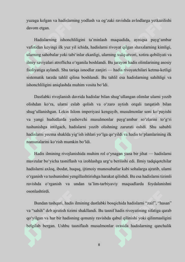 IMOM-AL BUXORIY VA AT -TERMIZIYNING XADIS ILMINI RIVOJLANTIRISHDAGI XIZMATLARI 8