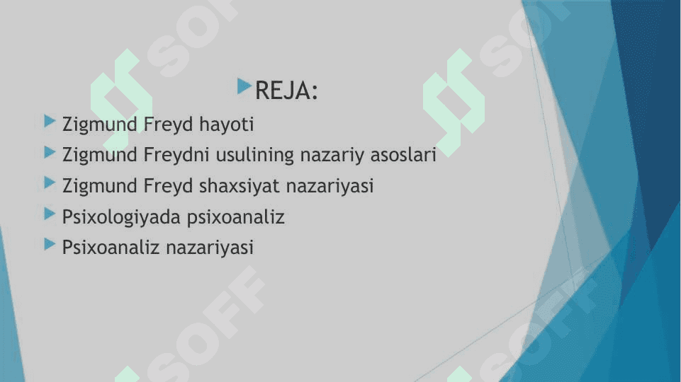Zigmund Freyd psixoanalizi va uning yuzaga kelishi manbali,nazariy-metadologik printsiplari, tizimning rivojlanish bosqichlari 2