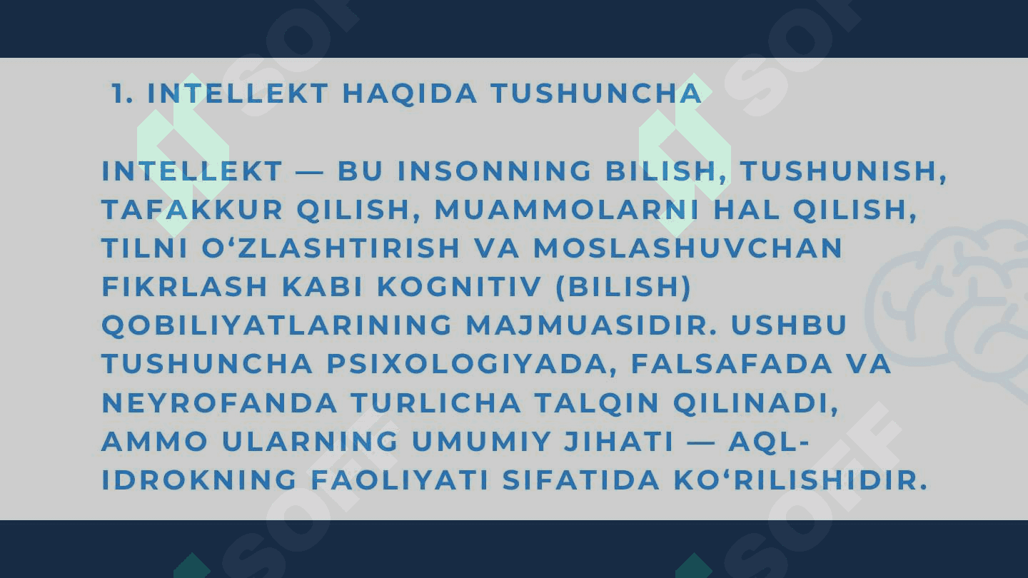 Intellekt va uning ilmiy izohi. Kertetivlik nazariyalari. 3